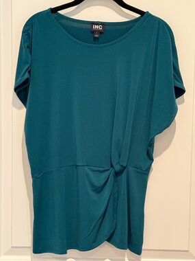 INC International Concepts Teal Twist-Front Blouse